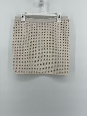 Gat Rimon Cut Out Elegant White Textured Women's Skirt